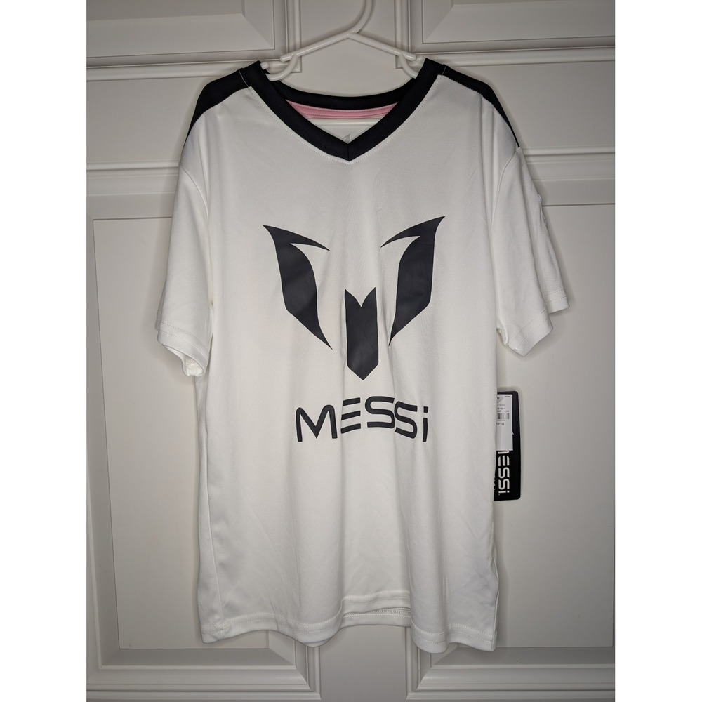 Messi Collection Youth Soccer Jersey White Black Pink Number 10 Large 10-12 NEW